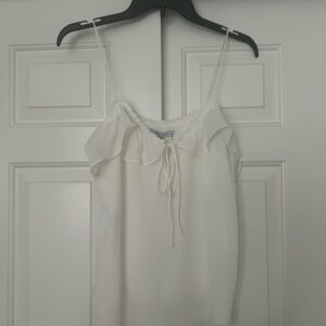 Naked Zebra White Tie Front Ruffled Camisole